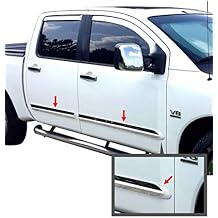 Made in USA! Compatible with 2004-2015 Nissan Titan Crew Cab Rocker Panel Chrome Stainless Steel Body Side Moulding Molding Trim Cover 3" Wide 4PC Overlay