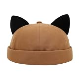sodeber Chapeau chaton sans bord oreilles réglables Skullcap pour homme femelle, Caramel Color CC, M