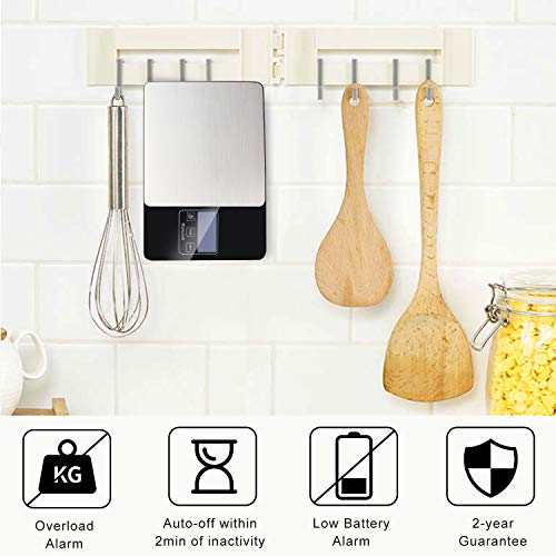 Food Scale, Rcruvvh 33Lb/15Kg Kitchen Scale With 1G/0.1Oz Precision, 9.8X6.6In Large Digital Food Scale With Combined Stainless Steel And Tempered Glass, Good Waterproof For Cooking And Baking #TOP5
