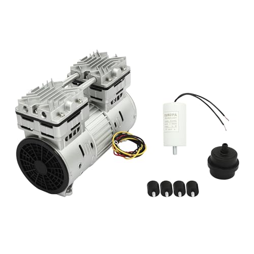 Bomba de vacío sin aceite, bomba de aire con compresor y motor de bomba de vacío, 800 W, 1400 rpm, silenciosa (65 dB) para pruebas de densidad de gas, aplicaciones médicas y más, 125 l/min