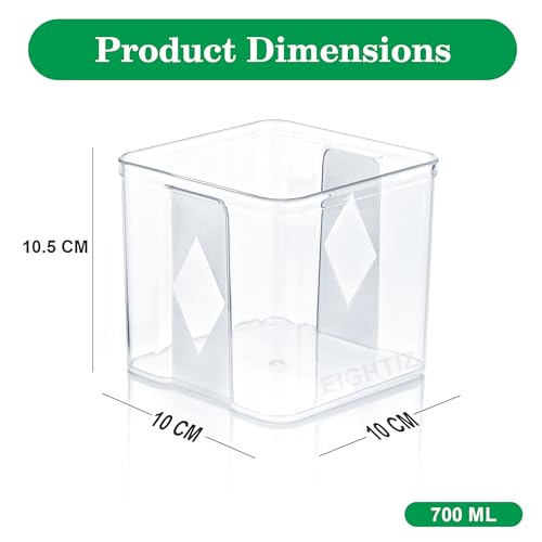 Image of Eightiz (Pack of 4 Fridge Storage Containers Plastic Boxes with Airtight Lids,Freezer Safe,Refrigerator Organizer for Vegetables, Fruits, Kitchen organization accessories (700 ml,Transparent)