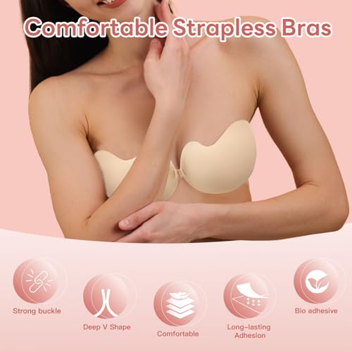 Sticky Adhesive Bra Push Up Strapless Sticky Invisible Lift Backless Bra for Women2
