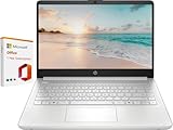 HP 14 Laptop (14' Anti-Glare, Intel Celeron N4120, 8GB RAM, 256GB Storage (128GB eMMC + 128GB IST SD Card)) School & Business, 11Hr Battery Life, 1-Year Office 365, Win 11 Home S w/AI Copilot, Silver