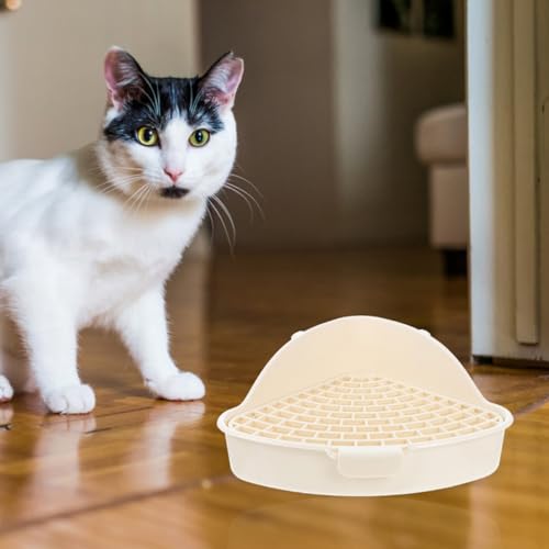 Arenero triangular para conejos LALADEFIEE contenedor higiénico de plástico blanco pack de 2 7
