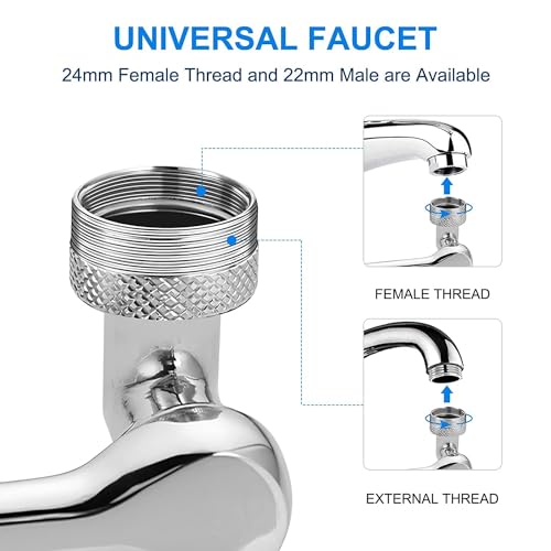 Image of VENDERE Universal Splash Filter Faucet 1080 Large-angle Rotating Robotic Arm Faucet Extender Dual Sprayer Universal Rotating Faucet Aerator with 2 Modes Large Angle Sink Accessories.