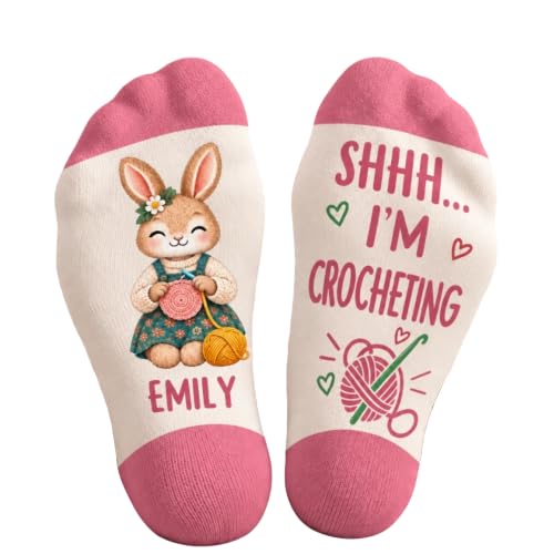 HBL Store Shhh Im Crocheting Socks, Custom Crew Socks For Yarn lovers (04)
