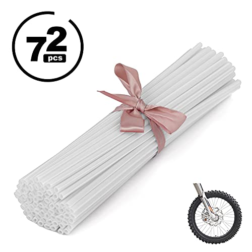 Hhlupup 72Pcs Bicycle Spoke Covers, Universal Motorcycle Dirt Bike Wheel Spoke Skins, Bike Decorations - White #TOP1