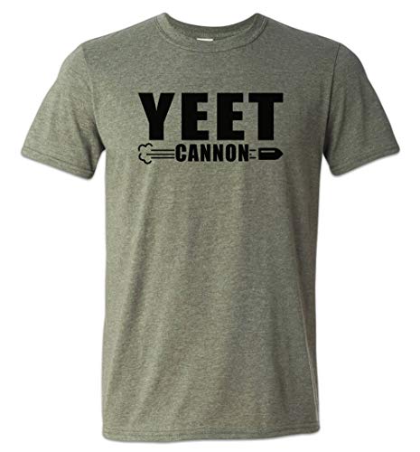 Yeet Cannon T-Shirt Funny Gun Meme Heather Military Green
