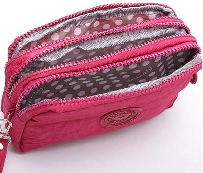 Multifunction 3 Layers Zipper Key Card Phone Pouch Coin Money Bag Purse Wallet (Wine Red), 16x5x10cm - Image 5