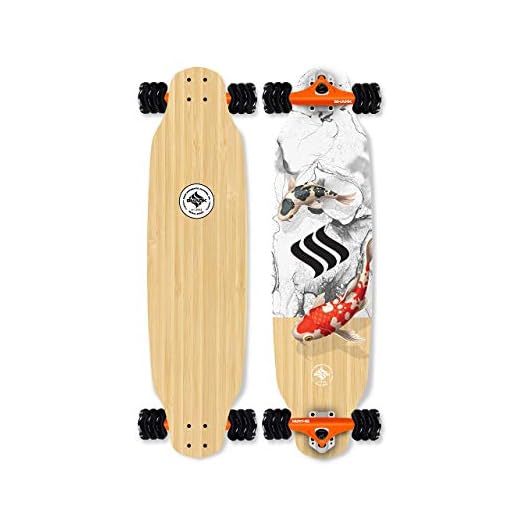 Shark Wheel Koi - 39" Drop Down Longboard Complete with 72MM, 78A Black DNA Shark Wheels