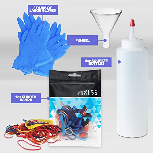 Rit Dye Liquid Synthetic Graphite All-Purpose Dye 8Oz, Pixiss Tie Dye Accessories Bundle With Rubber Bands, Gloves, Funnel And Squeeze Bottle #TOP2