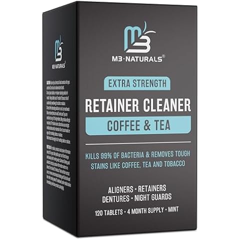 M3 Naturals Coffee and Tea Retainer Cleaner Tablets | Remove Odors, Stains, and Plaque | 4 Month Supply | FSA HSA Approved | Denture Cleanser for Coffee and Tea Lovers Cover