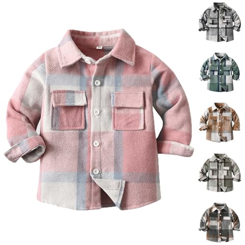 Boys Warm Plaid Jacket for Middle Small Children's Spring Fall Casual Long Sleeved Milled Plaid Shirt Jacket Gifts2
