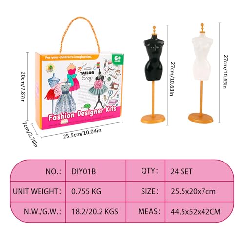 Aprender a coser ropa de muñecas fácilmente con el kit de diseño de moda de 2 maniquíes 6