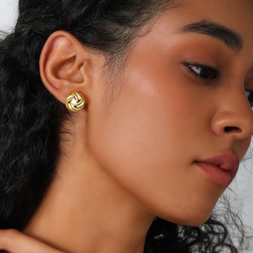 Clip On Earrings 14K Gold Plated Chunky Earrings Dangle Drop Knot Statement Earring for Women Lightweight CZ Trendy Jewelry3