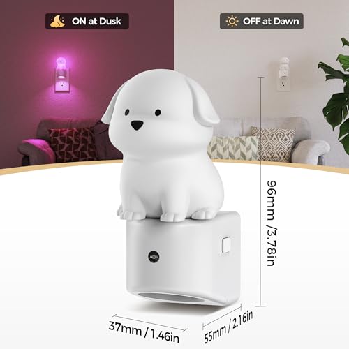 Image of DORESshop LED Night Light for Kids, 3D Cute Puppy Kids Night Light with Dusk to Dawn Sensor, RGB+Soft White 3000K Plug in Night Light for Kids Room Decor, Birthday Gift Nightlight for Kids