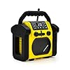Metronic 477217 Radio de Chantier Bluetooth Portable, Poste FM Tuner Numérique et Enceinte Résistant aux Chocs, Puissance Musicale Totale 30 W Port USB - Jaune et Noir