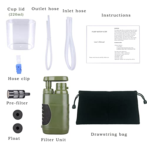 Portable Water Filter Water Purifier Pump, with Internal Carbon and Ultra Filter Assembly, 0.01 Micron Absolute Hollow Fiber Membrane Survival Gear for Camping, Hiking and Emergency - Image 7