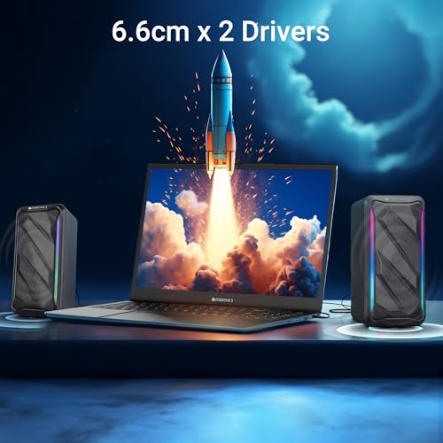 ZEBRONICS Igloo 2, 2.0 USB Computer Speakers, 10 Watts, RGB LED, USB Powered, AUX, Volume Control Pod for PC, Laptops, Desktop (Black) - Image 5