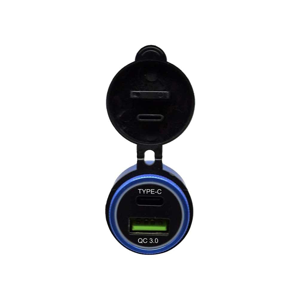 USB Car Charger Socket Cable Through Hole Dual Port Socket for Marine Truck Motorcycle Car etc