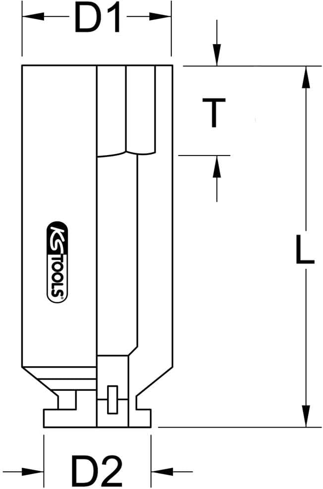 KS TOOLS 1/2" 12 Point Impact Socket, Long, 22 mm