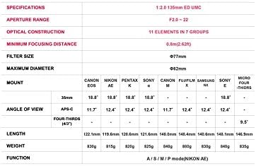 Miniatura 7 de Objetivo Samyang 5.3 pulgadas. F2.0 ED UMC, de lente fija