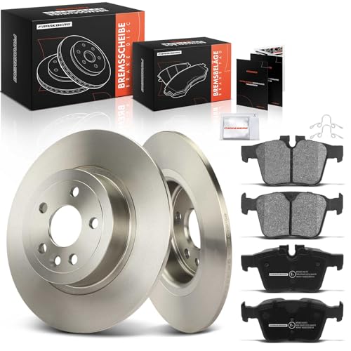 Frankberg Brake Kit incl. 2x Brake Disc + 4x Brake Pad Rear Compatible with R.a.n.g.e R.o.v.e.r Evoque L538 2.0L 2.2L 2011-2019 Replace# 31471265, 31445621