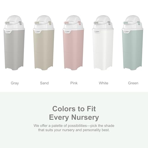 Foundations Tall Diaper Pail with Airtight Lid - Durable & Odorless Diaper Disposal, Large Capacity, Holds up to 60 Newborn Diapers, Refill with Any Bags - Sand - Thumbnail 7