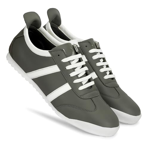 Image of baron scott Men's Casual Flat Sneakers | Faux Leather Lace-Up Shoes for Men | Lightweight TPR Sole with EVA Foam Insole | Comfortable Sneakers for Walking, Travel, Office & Casual Use