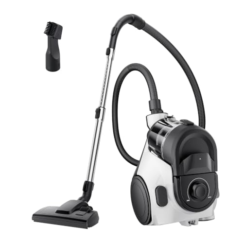 Eureka Bagless Canister Vacuum Cleaner, Household Vacuum for Home, White | NEN121WH WhirlWind, Lightweight, 1200W, ≤82 dBA. HEPA, Auto cord rewind, 2-in-1 vac for hard floors, carpets, & pet hair - image 1