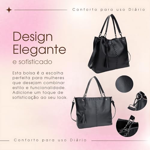 Bolsa Feminina Grande de Ombro para Mulheres, Luxuosa e Versátil, em Couro PU, Espaçosa e Estilosa,