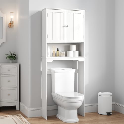 DUMOS Over the Toilet Storage Cabinet with Doors and Adjustable Shelf,...
