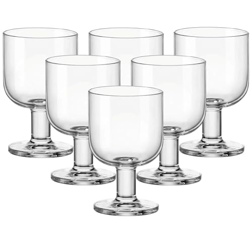 Bormioli Rocco Hosteria Set Of 6 Stackable Wine Glasses, 6.75 Oz. Goblet, Clear Tempered Glass, Made In Italy.