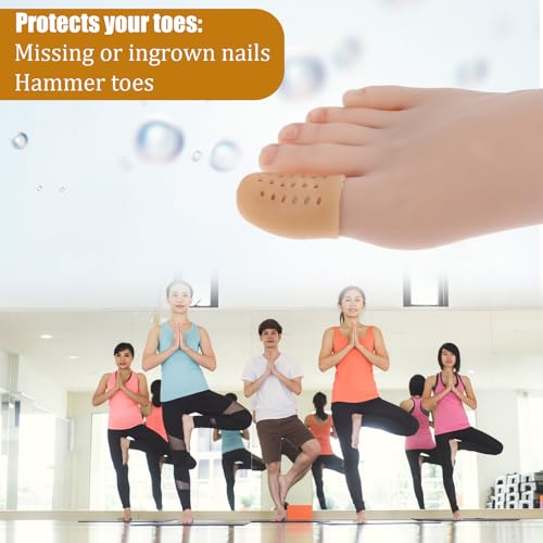 Image of YUXIANLB 10PCS Big Toe Cap Support, Gel Toe Protectors, Breathable Toe Caps, Toe Protectors, Toe Cover Sleeves with Holes, Provides Relief from Missing or Ingrown Toenails, Hammer Toe, Reduce Friction