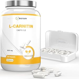 L-Carnitin, 320 Kapseln, 3000mg Tagesportion, 3 Monatsvorrat, inklusive Pillenbox, L-Carnitine hochdosiert Kapseln, 100% Vegan