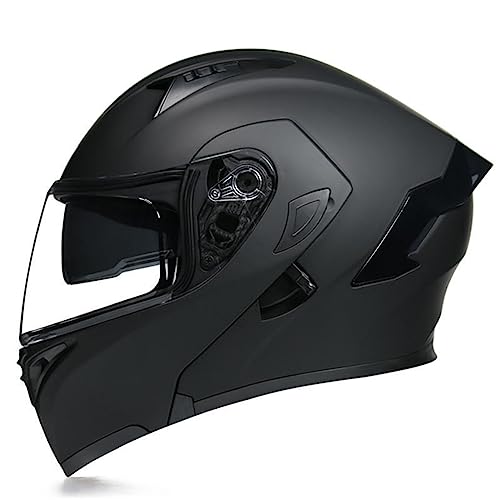 Motorradhelm Integralhelm Für Frauen Männer ECE-Zertifizierun Integriert Klapphelm Mit Doppelvisier Moped Street Racing Motocross Helm,Erwachsene Flip Vollvisierhelm 5,XXL:63-64CM