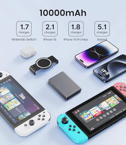 SiWiQU Magnetic Battery Pack Compatible with Nintendo Switch/Switch OLED, 10000mAh Portable Detachable External Battery Charger for Nintendo Switch/iPhone - Image 5
