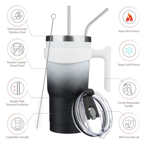 Image of BJPKPK 20 oz Tumbler with Handle & Straw, Insulated Stainless Steel Mug