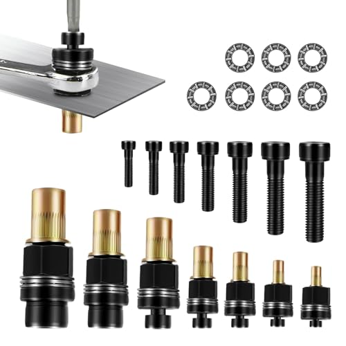 7 Pièces Écrous à tête de Rivet à Main, Convient au Kit de Tête de Rivet à Main M3 M4 M5 M6 M8 M10 M12, Acier Riveteuse Pneumatique Ecrou a Sertir