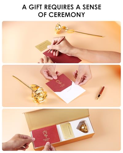 Image of 24K Gold Dipped Preserved Real Rose, Decorative Gift, Gold