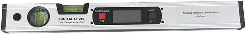 Accurate 16¡± Digital Spirit Level Inclinometer - High Precision Gauge for Shelves, Cabinets & More - Handy Aluminum Alloy Design - AAA Battery Powered - 400mm, Silver