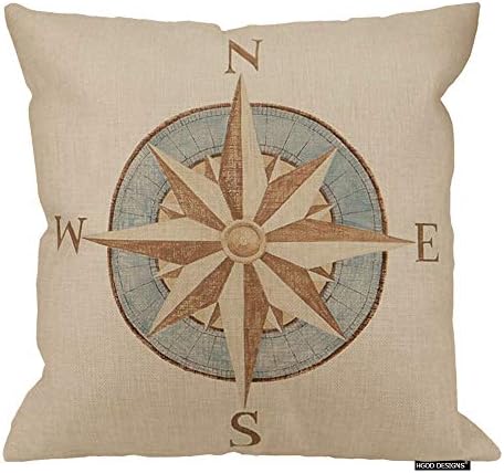 HGOD DESIGNS Nautical Compass Pillow Sofa Simple Home Decor Design Throw Pillow Case Decor Cushion Covers Square 18 X 18 Inches image 5