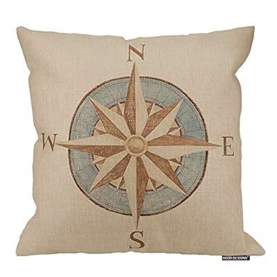 HGOD DESIGNS Nautical Compass Pillow Sofa Simple Home Decor Design Throw Pillow Case Decor Cushion Covers Square 18 X 18… 41RYeJNRMfL. SS400