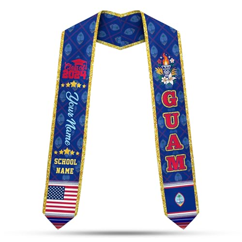 MonkeyVan Guam Graduation Sash Guam Guamanian Flag Stole Guam Sash Graduation 2025 Guam Graduation Stole 2025 Class of 2025 Gu7