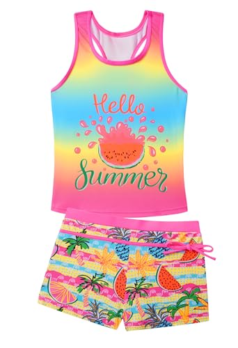 Image of Akokvlar Girls Two Piece Bathing Suit Swimsuit Tankini Swimwear with Boyshort