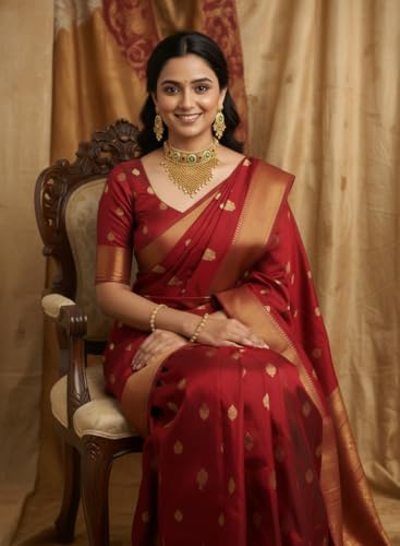 Image of Veltreo International Temple Jewelry Choker with Intricate Beadwork & Green Stone Detailing Gold-Toned Bridal Necklace Set with Earrings for Women