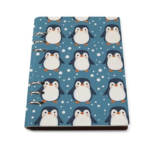 Carnet ligné A5 pingouin avec couverture rigide rechargeable de 90 pages