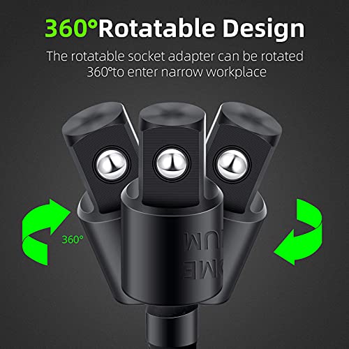 4 Pcs Impact Grade Sockets Adapter Power Drill Sockets Adapter Set With 360 Degree Rotatable Hex Shank Drill Adapters, 105 Degree Angle Screwdriver Drill Bit For Household Workplace Industry (Black) #TOP3