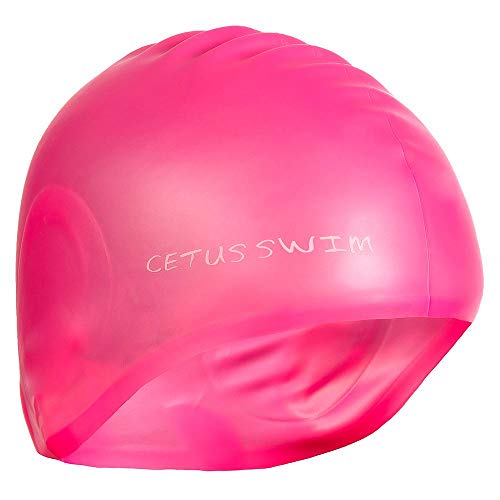 Touca de Silicone para Natação Cetus Cobre Orelha - Rosa