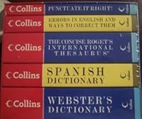 Collins Reference Library (Webster's Dictionary, Spanish Dictionary, Concise Roget's International Thesaurus, Errors in English, Puncuate it Right!) 0060851708 Book Cover